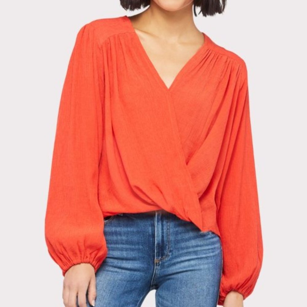 NWT Free People Check On It Wrap Top in Flame